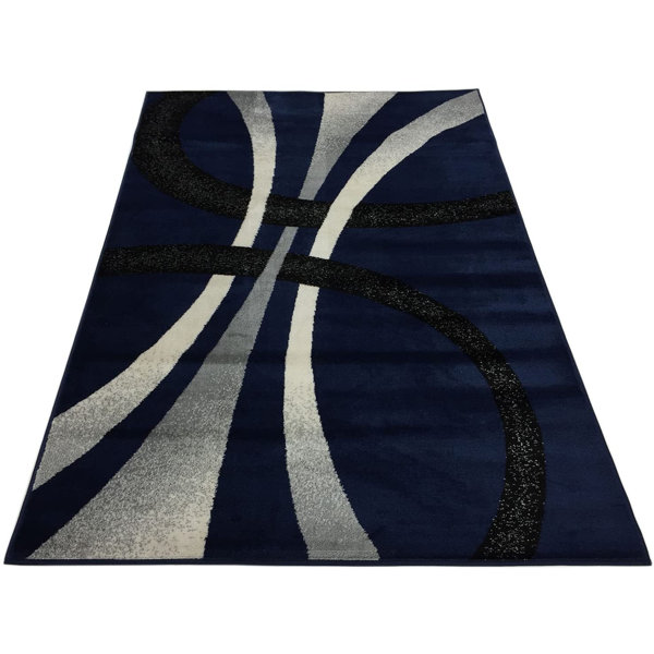 Orren Ellis Katahdin Geometric Navy Blue Area Rug Wayfair